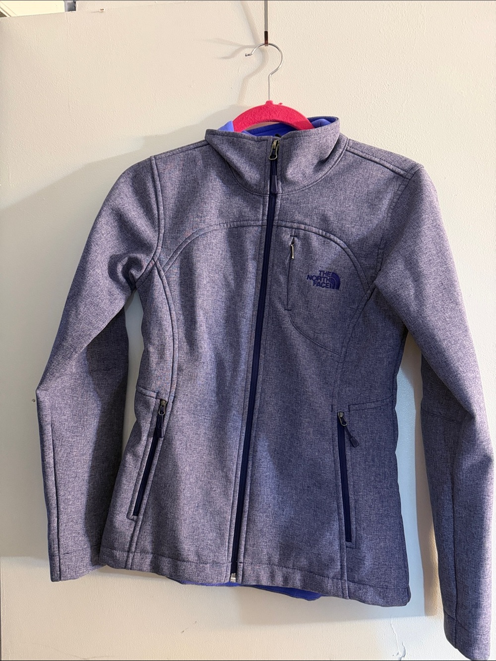 The North Face XS heathered purple zip-up jacket